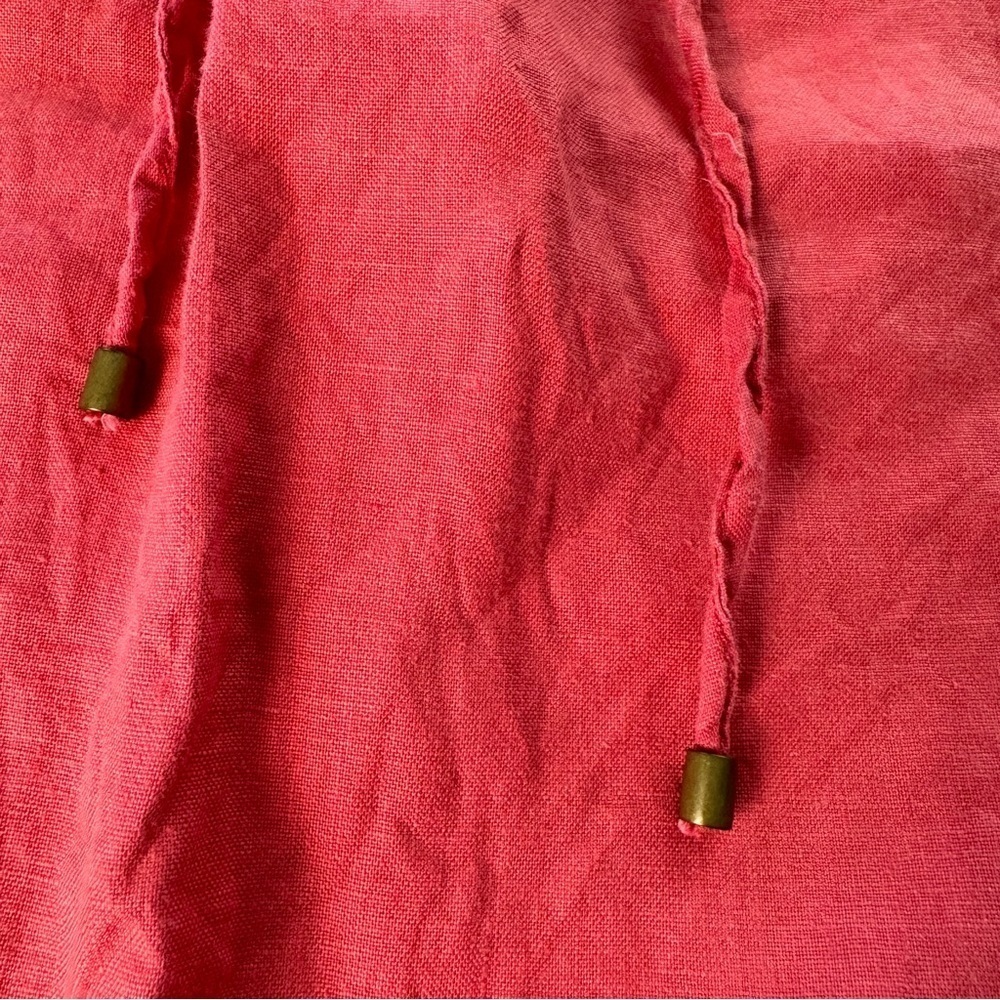 Willi Smith Coral 100% Linen Skirt Size Large Pockets Drawstring Waist - Picture 4 of 9